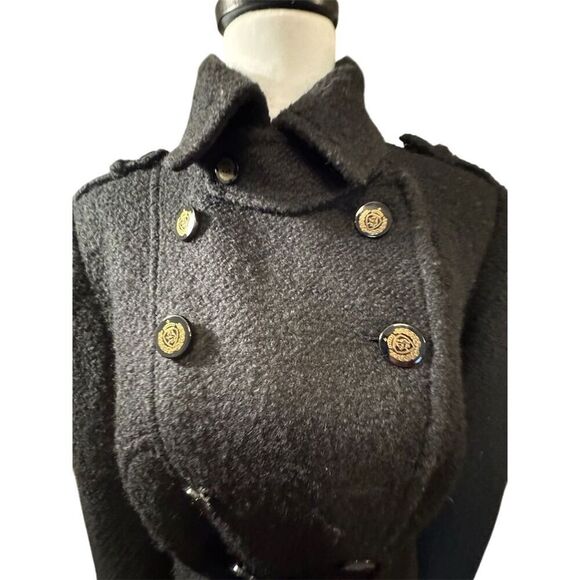 Guess Vintage Women's Double Breasted Trench Coat Black Size PXL Petite - Picture 7 of 16